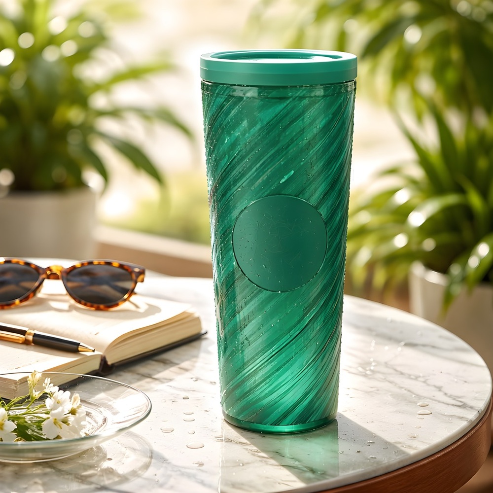 2022 Starbucks Textured Swirl 16 oz Cold Drink Tumbler iridescent Green - Picture 1 of 7